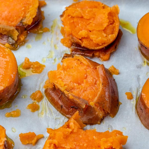 Smashed + Roasted Sweet Potatoes | Clean Food Crush