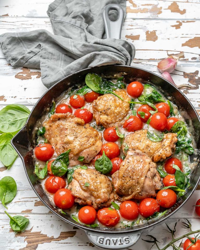 Tuscan Chicken with Cherry Tomatoes & Spinach (Dairy free) | Clean Food