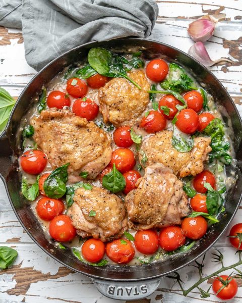 Tuscan Chicken with Cherry Tomatoes & Spinach (Dairy free) | Clean Food ...