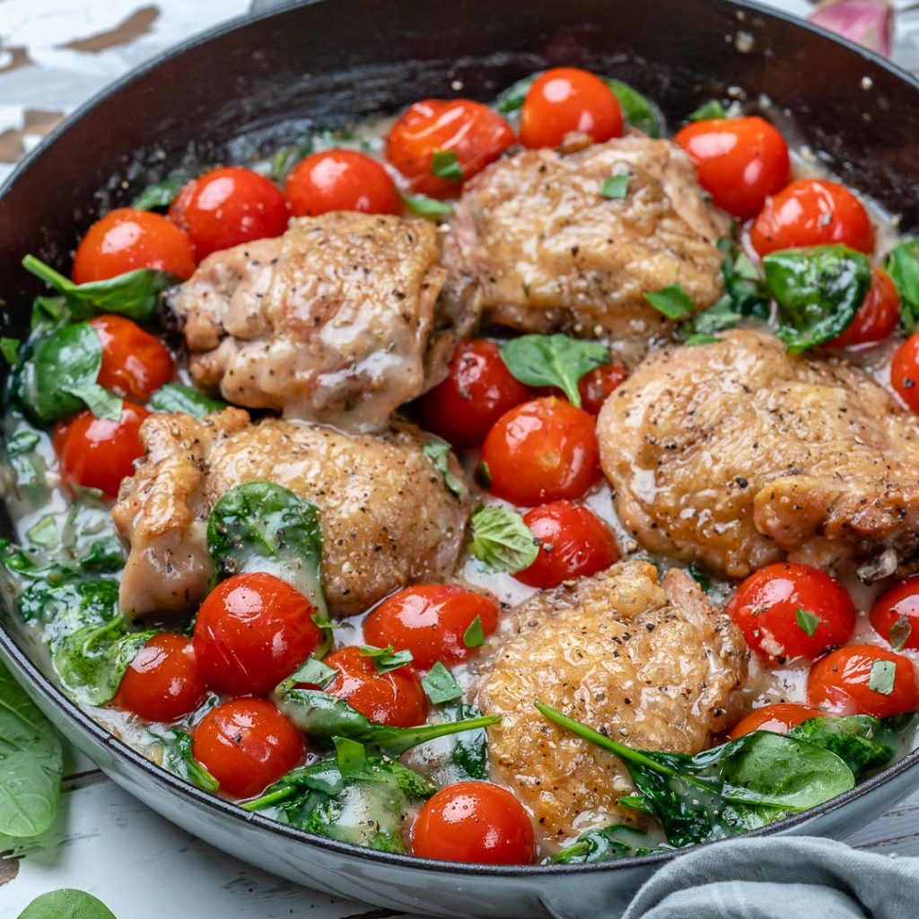 Tuscan Chicken with Cherry Tomatoes & Spinach (Dairy free) | Clean Food ...