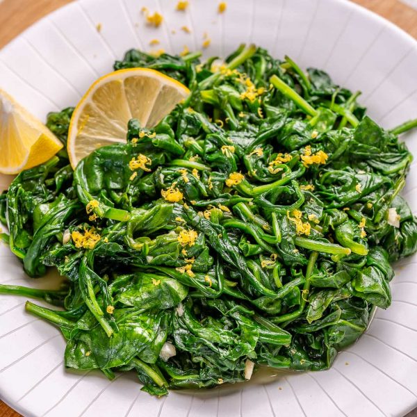 Sautéed Fresh Lemony Spinach | Clean Food Crush