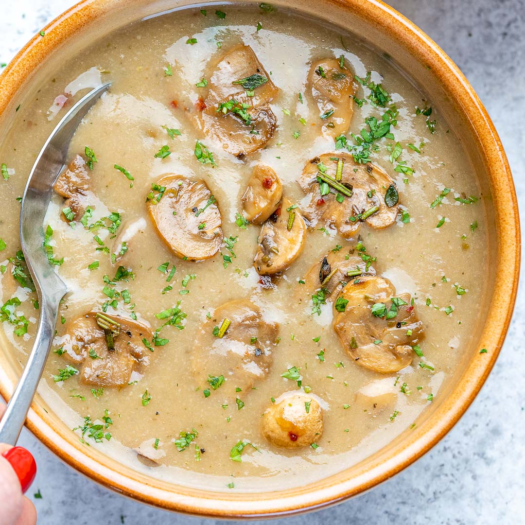 Slow Cooker Creamy Mushroom Soup | Clean Food Crush