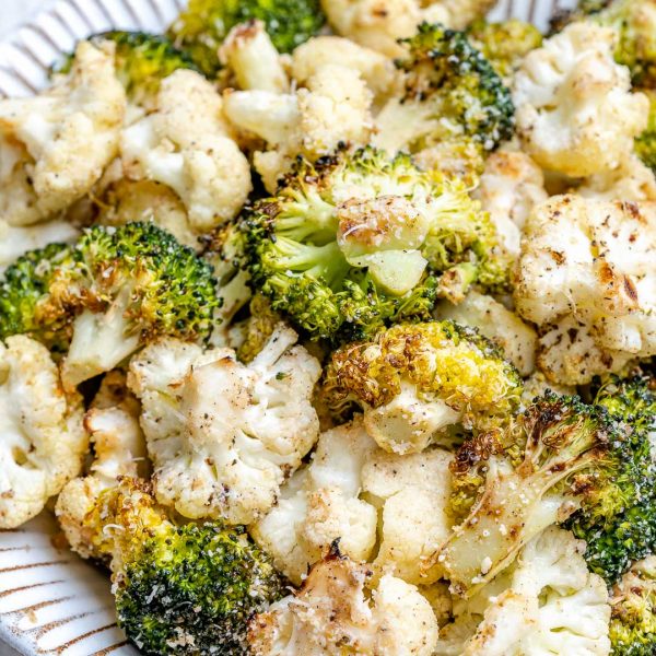 Roasted Broccoli + Cauliflower with Parmesan | Clean Food Crush