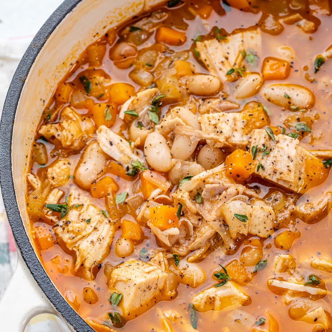 Quick Leftover Turkey + Bean Soup