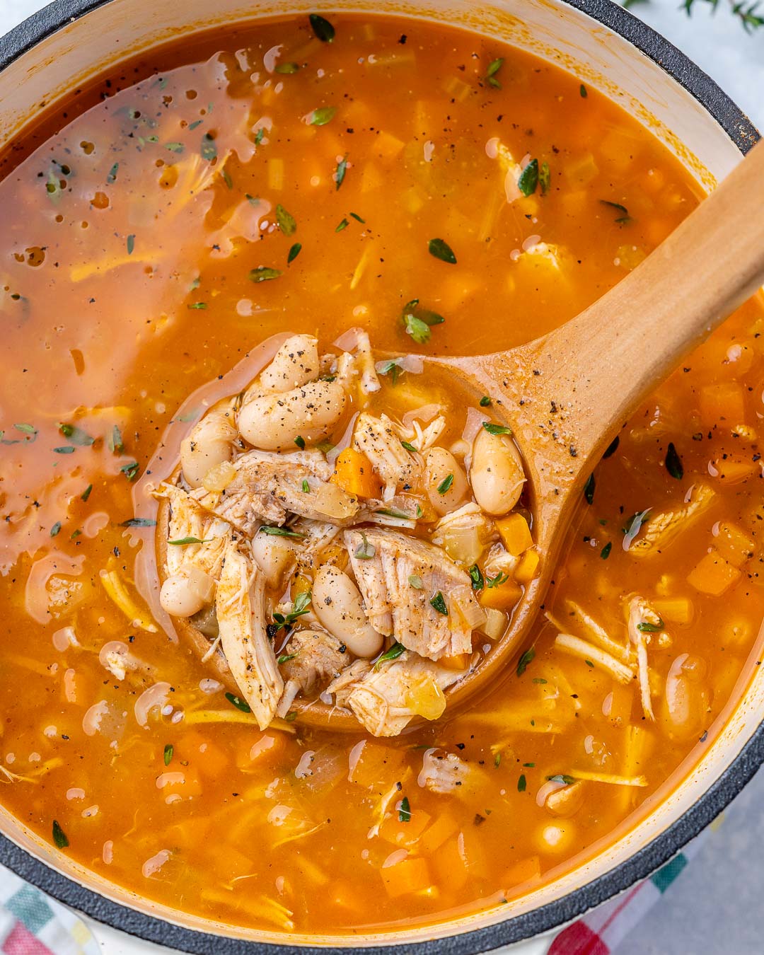 Quick Leftover Turkey + Bean Soup | Clean Food Crush