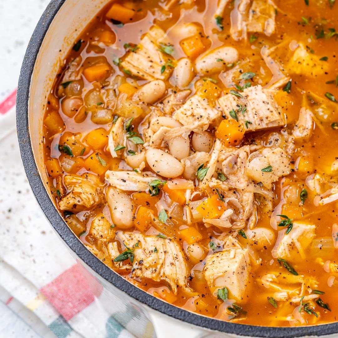 Quick Leftover Turkey + Bean Soup | Clean Food Crush