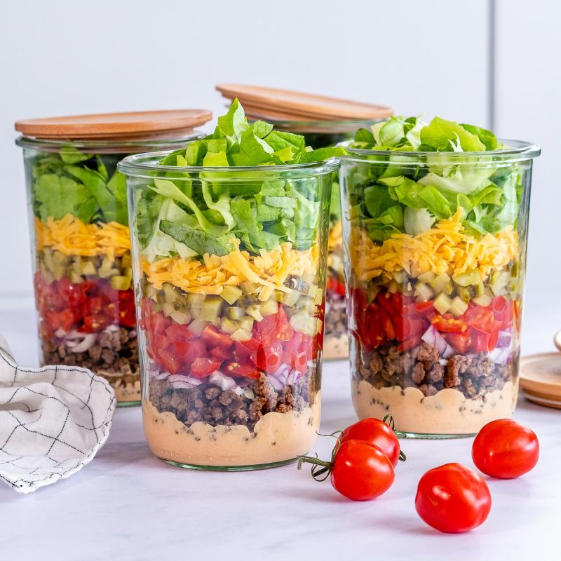 Cheeseburger Salad-in-a-Jar | Clean Food Crush