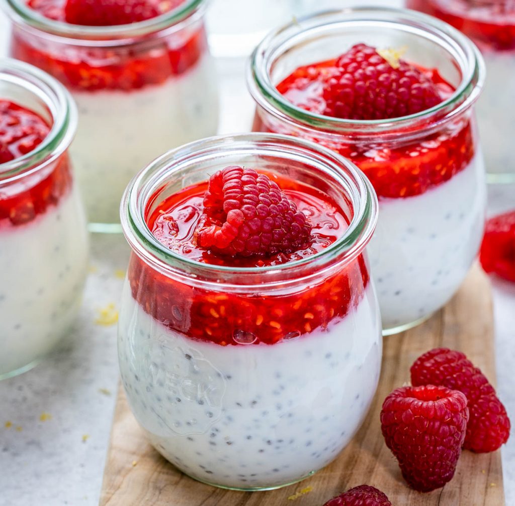 Super-Creamy Chia Pudding + Fresh Raspberry Puree