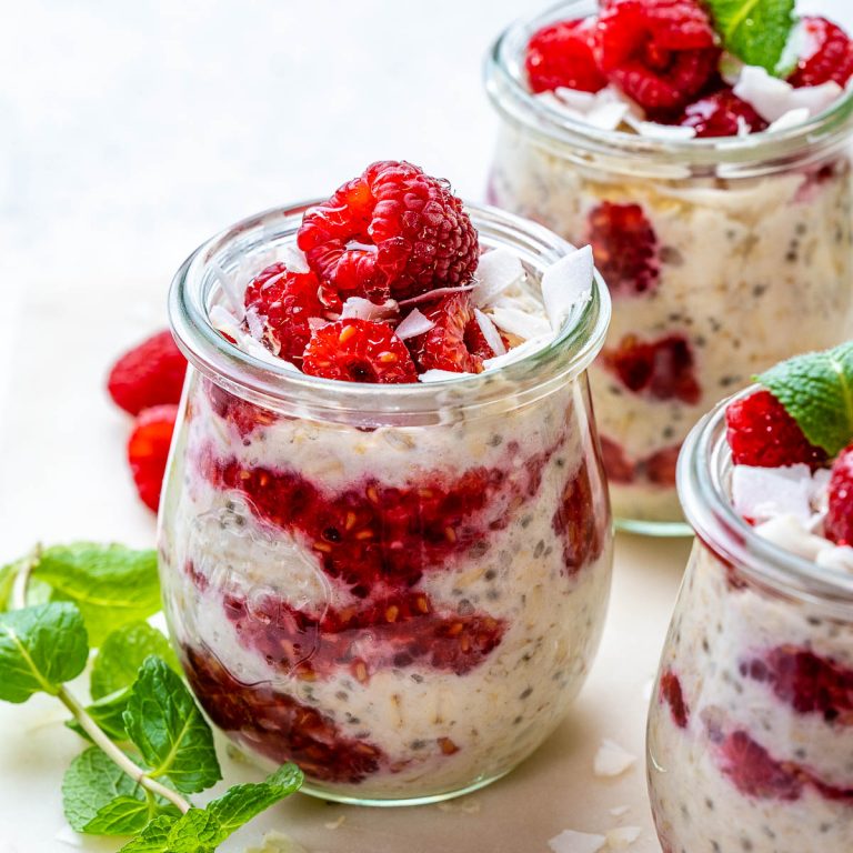 Raspberry Coconut Overnight Oats | Clean Food Crush