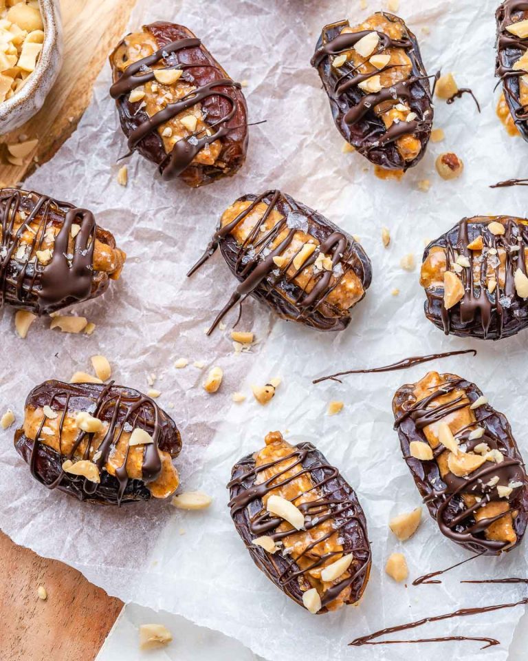 Snicker Stuffed Dates | Clean Food Crush