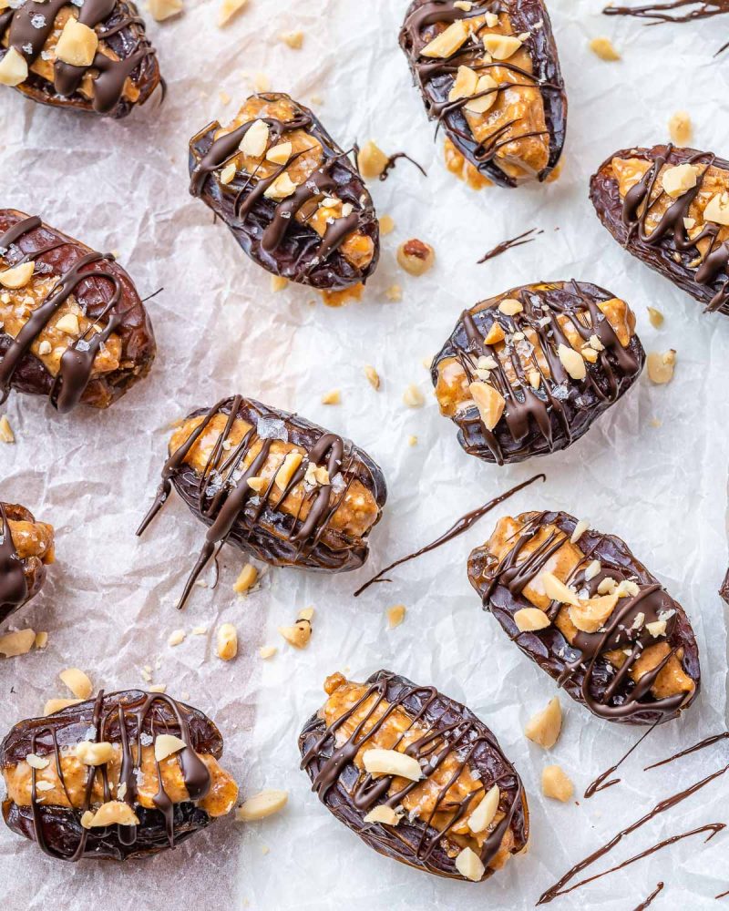 Snicker Stuffed Dates | Clean Food Crush