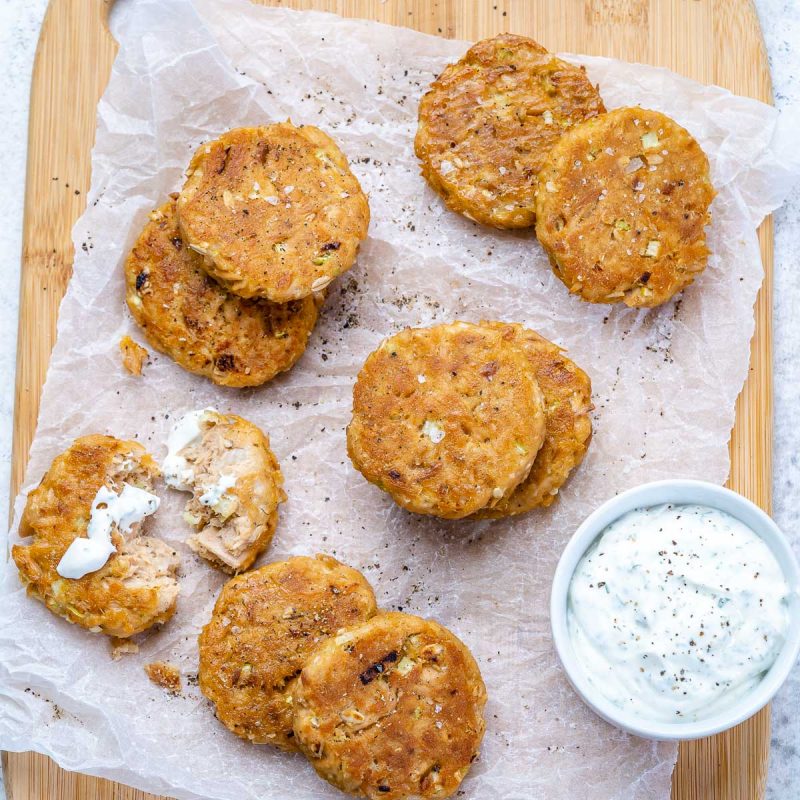 Tuna Fritters + Creamy Yogurt Dill Sauce Clean Food Crush
