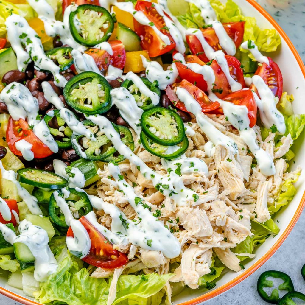 Chicken Chopped Salad with Jalapeno Dressing | Clean Food Crush