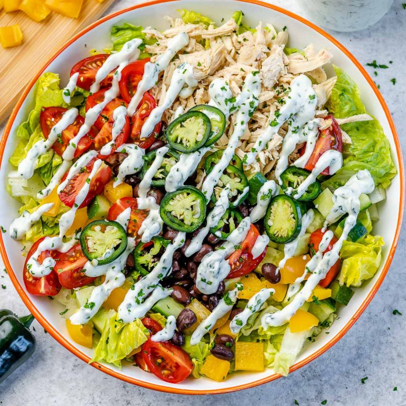 Chicken Chopped Salad with Jalapeno Dressing | Clean Food Crush