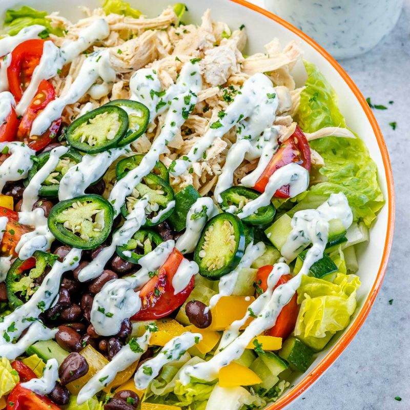 Chicken Chopped Salad with Jalapeno Dressing | Clean Food Crush