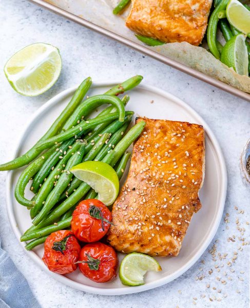 One Sheet Pan Salmon + Green Beans | Clean Food Crush