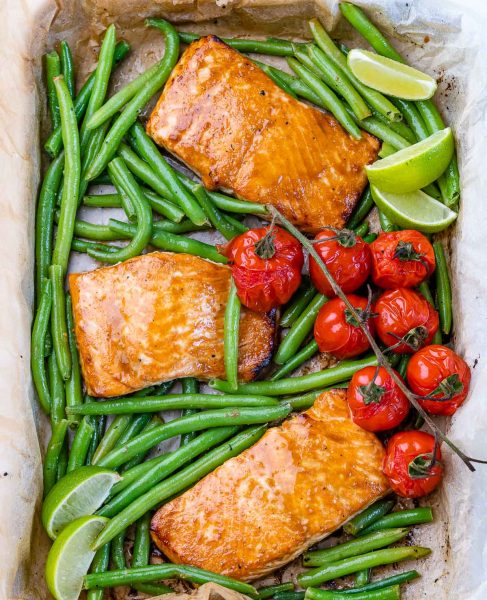 One Sheet Pan Salmon + Green Beans | Clean Food Crush