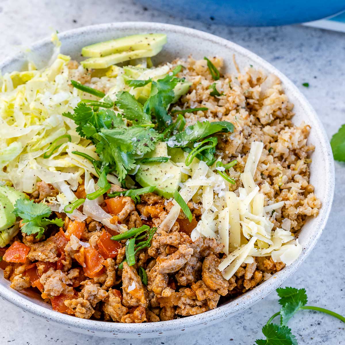 Turkey Taco Bowls with Cauliflower Rice - Kirbie's Cravings