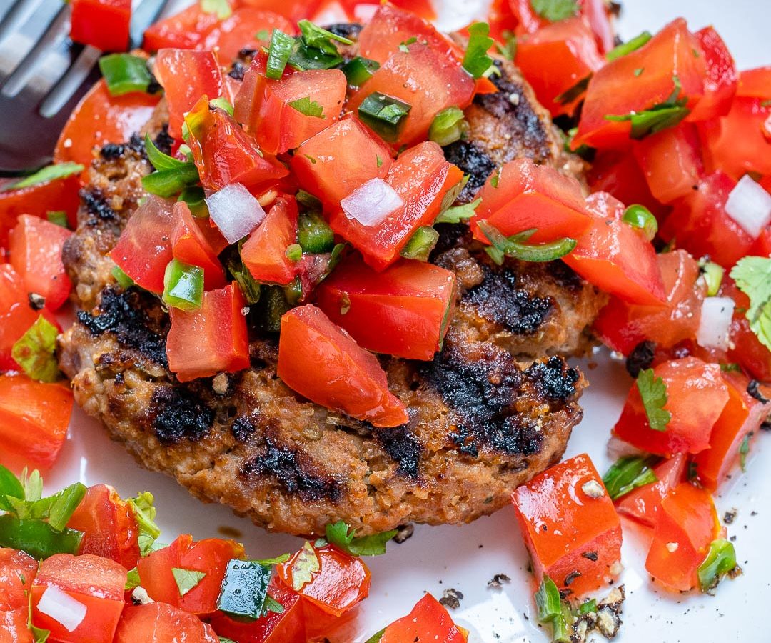Naked Turkey Burgers with Pico De Gallo