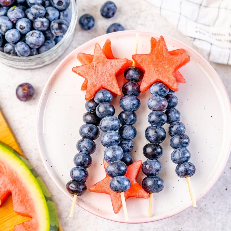 Watermelon + Blueberry Skewers Clean Food Crush