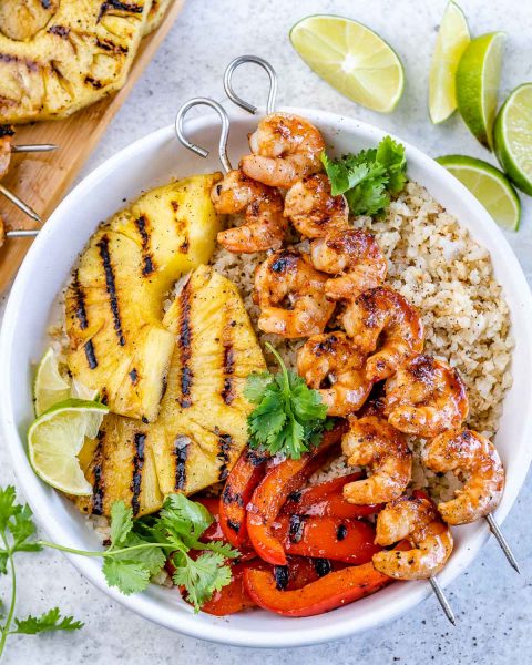 Island Dream Grilled Shrimp + Pineapple Bowls Recipe | Clean Food Crush