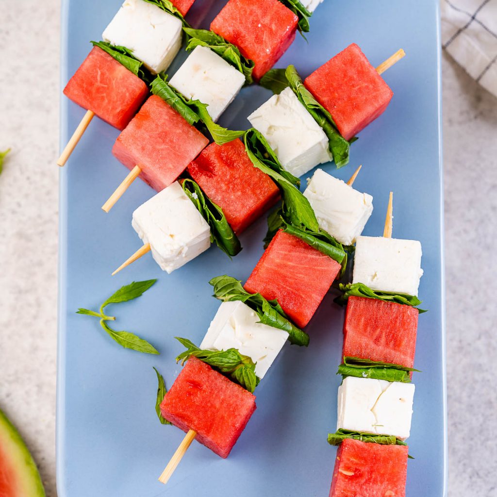 Watermelon + Feta + Mint Skewers | Clean Food Crush