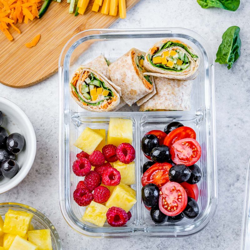 Veggie Hummus Wrap Cold Lunch Box | Clean Food Crush