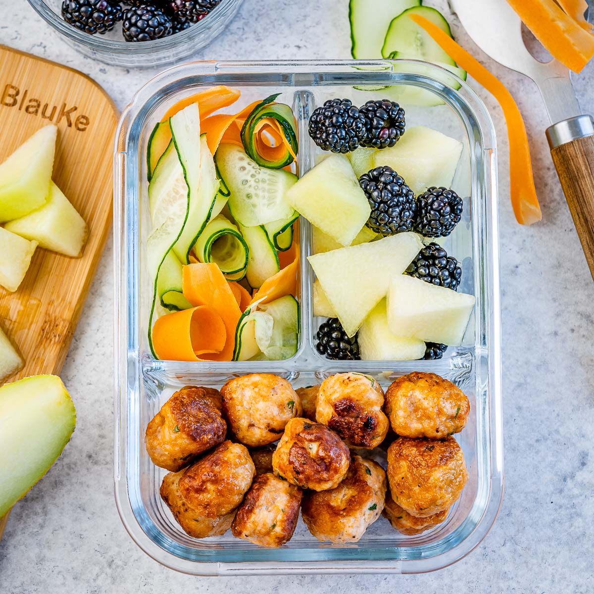 School Lunch For My Kids: Meatballs & Rice - White Blank Space