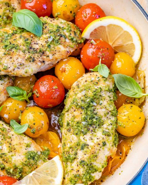 Pesto Chicken + Tomato Skillet | Clean Food Crush