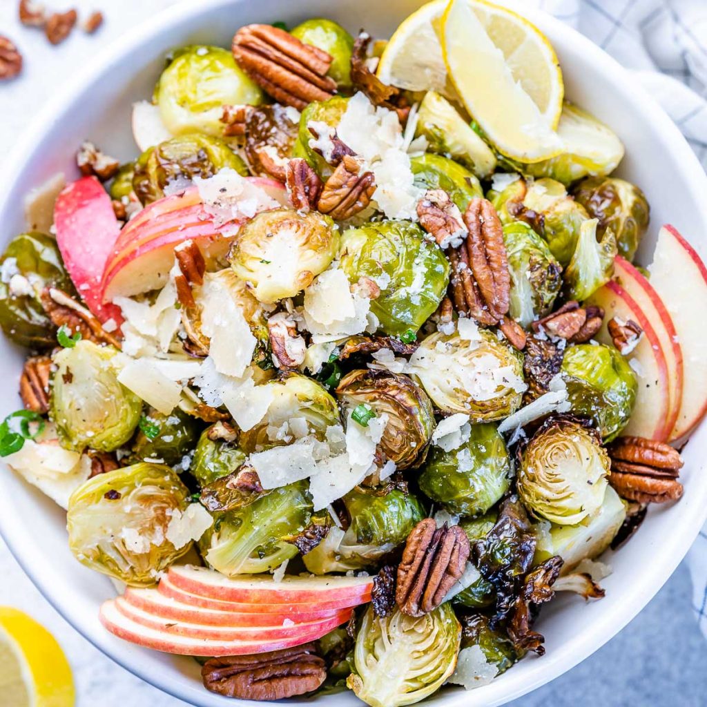 Oven Roasted Crispy Brussels Sprouts + Apples | Clean Food Crush