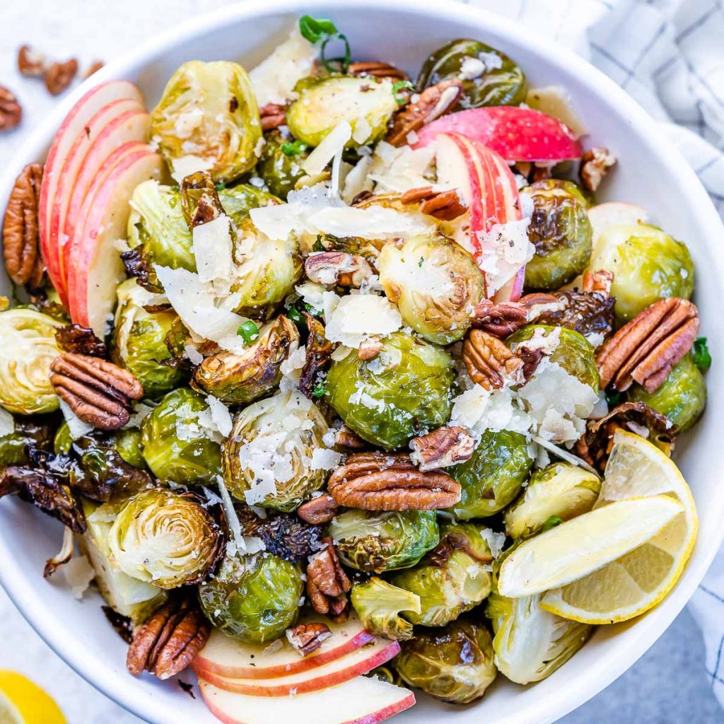 Oven Roasted Crispy Brussels Sprouts + Apples | Clean Food Crush