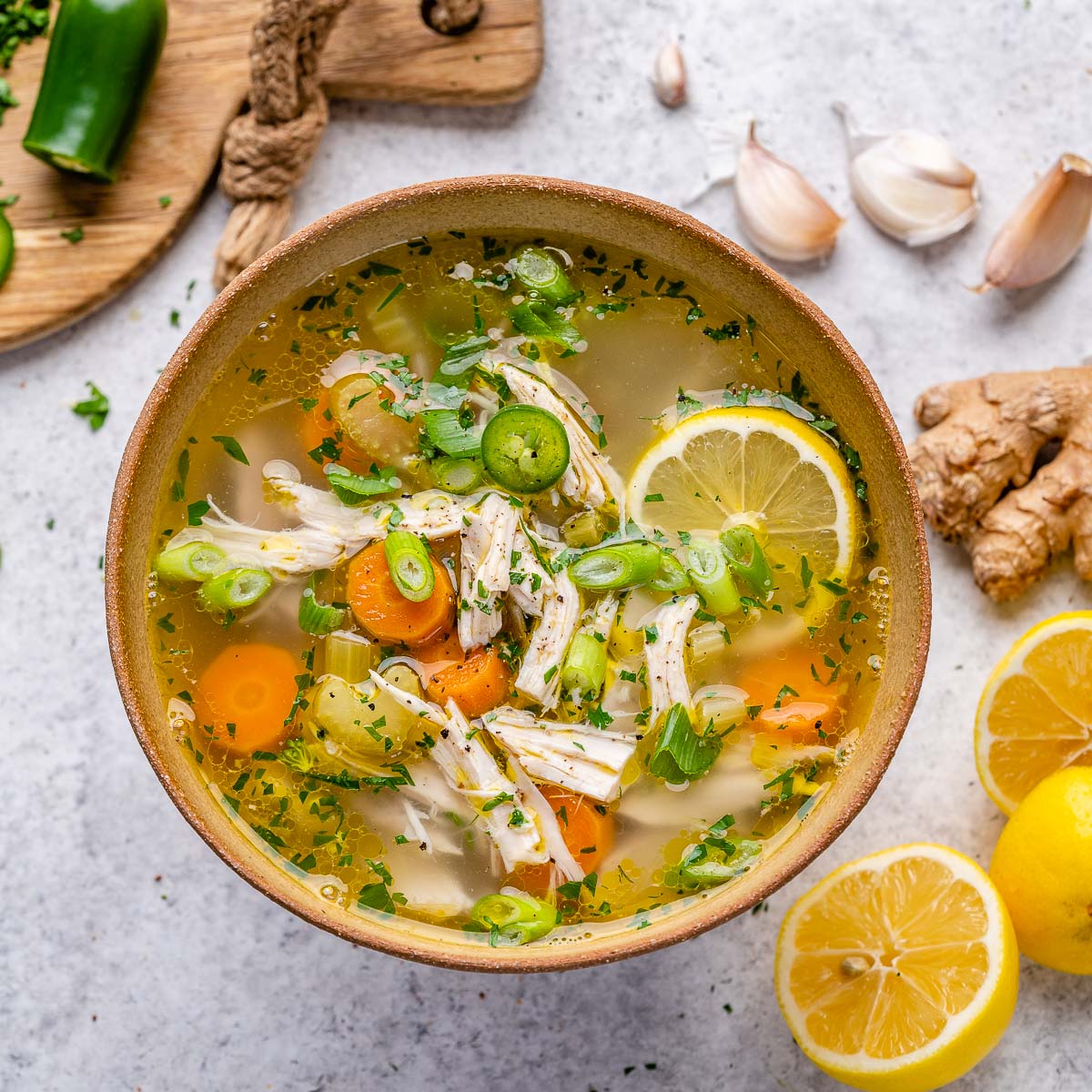 Lemon Ginger Leftover Turkey Soup