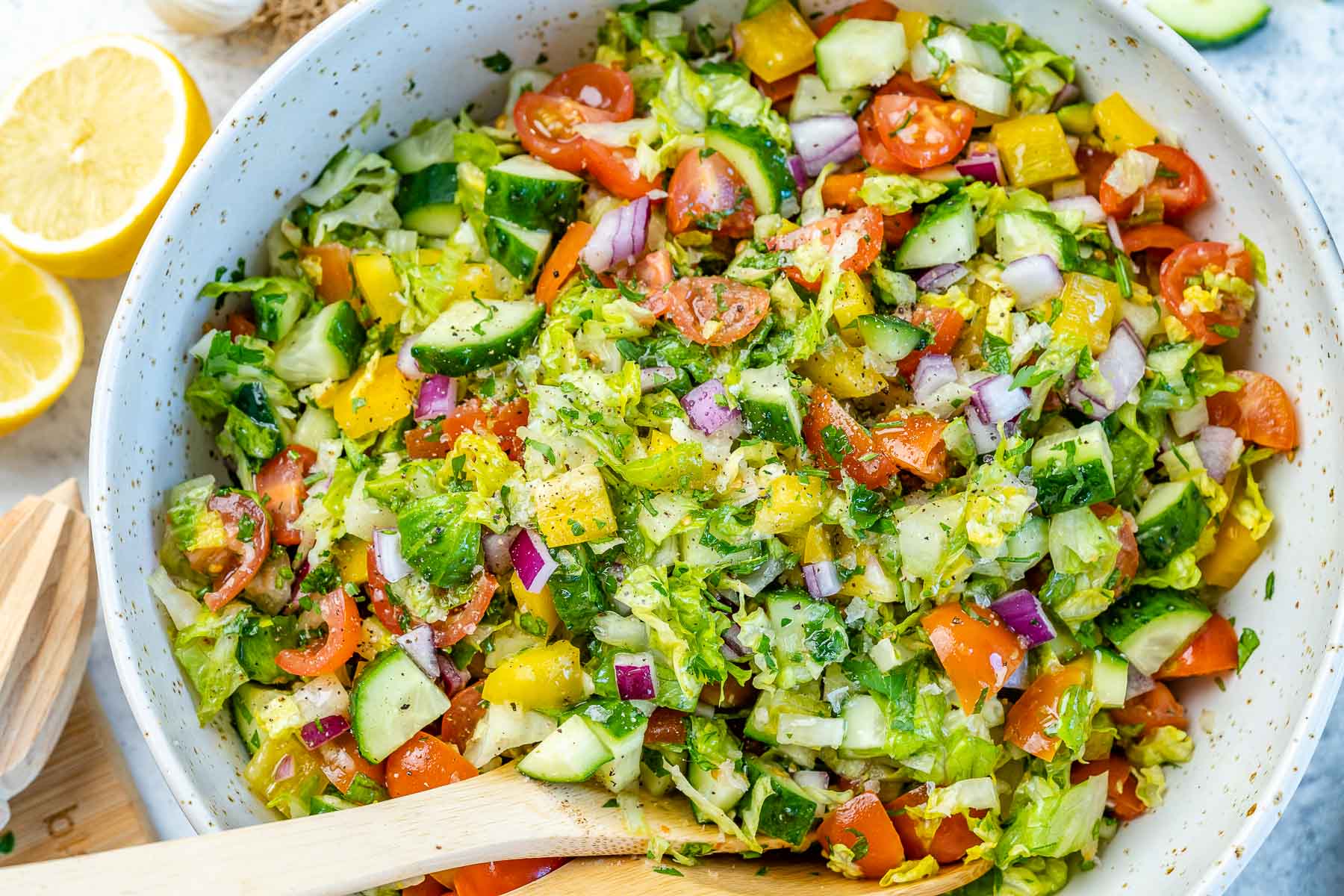 Cilantro-Lime Green Chopped Salad (Paleo) With Pampered Chef's Salad  Cutting Bowl Set - Food By Mars