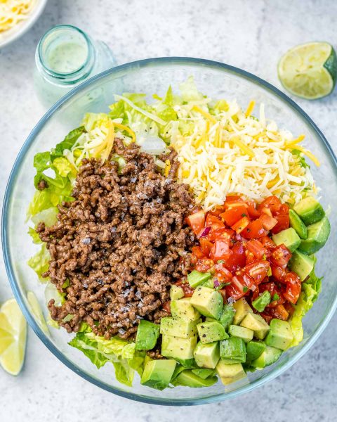 Taco Salad Bowls with Creamy Cilantro-Lime Dressing | Clean Food Crush