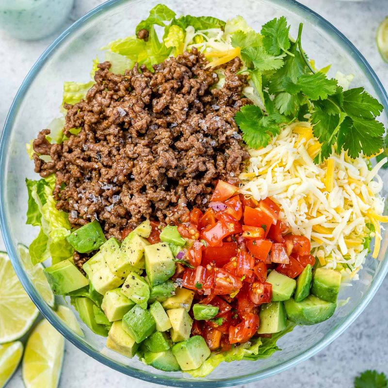 Taco Salad Bowls with Creamy Cilantro-Lime Dressing | Clean Food Crush