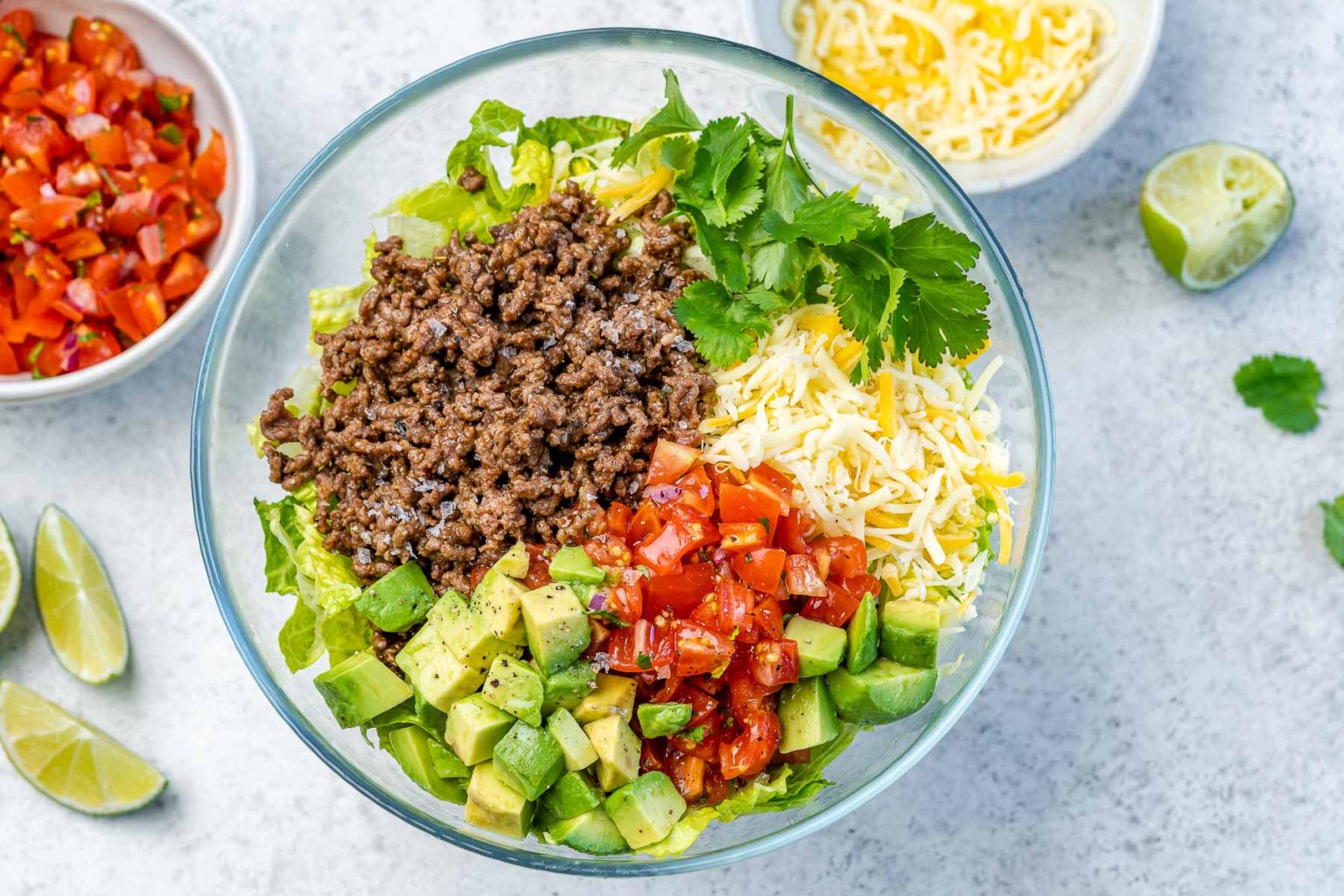 Taco Salad Bowls with Creamy Cilantro-Lime Dressing | Clean Food Crush