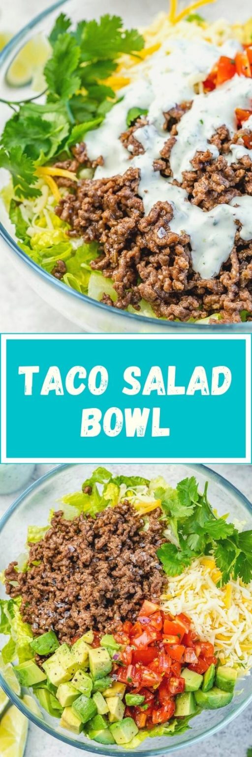 Taco Salad Bowls with Creamy Cilantro-Lime Dressing | Clean Food Crush