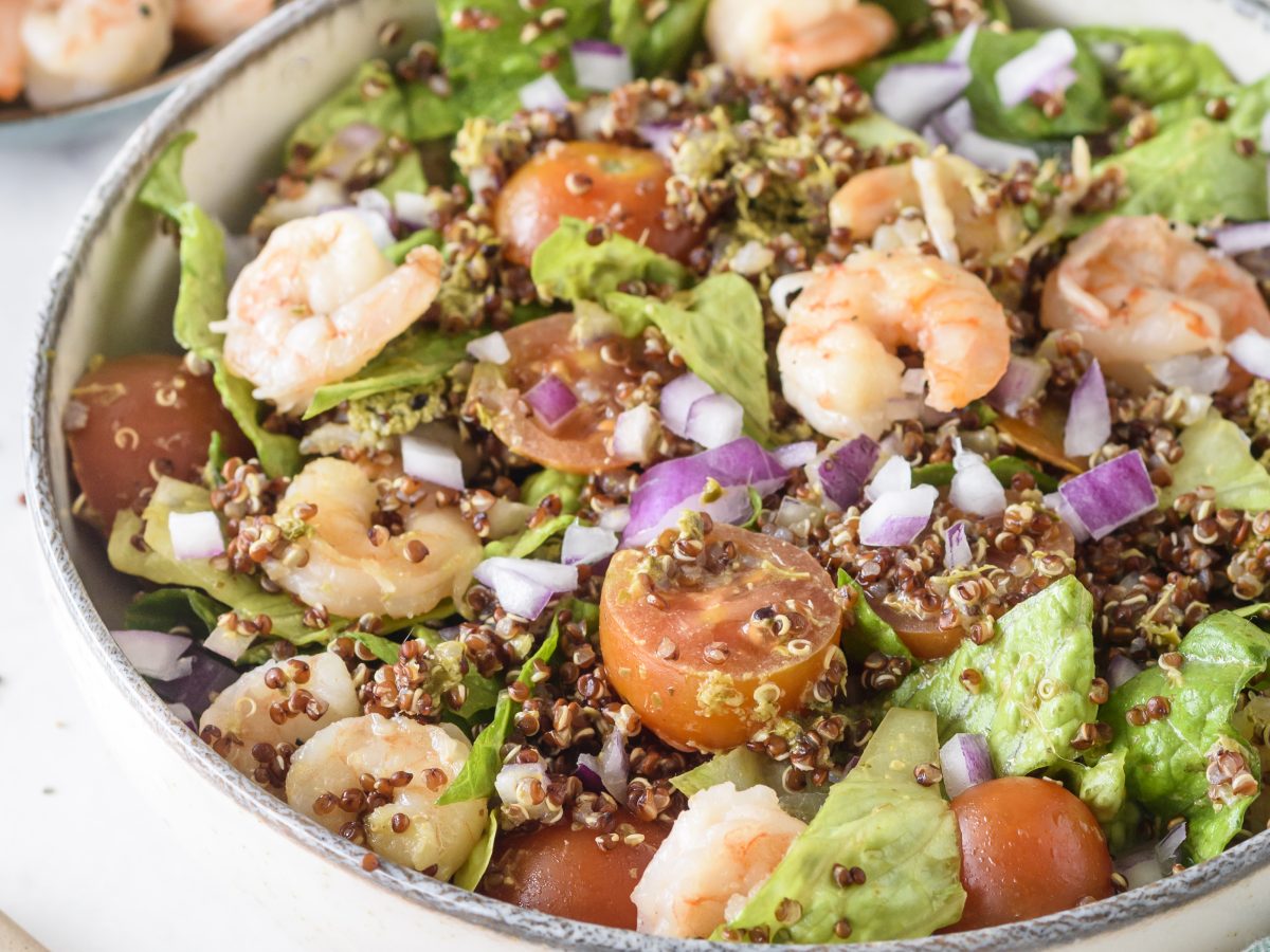 Pesto Shrimp + Quinoa Salad