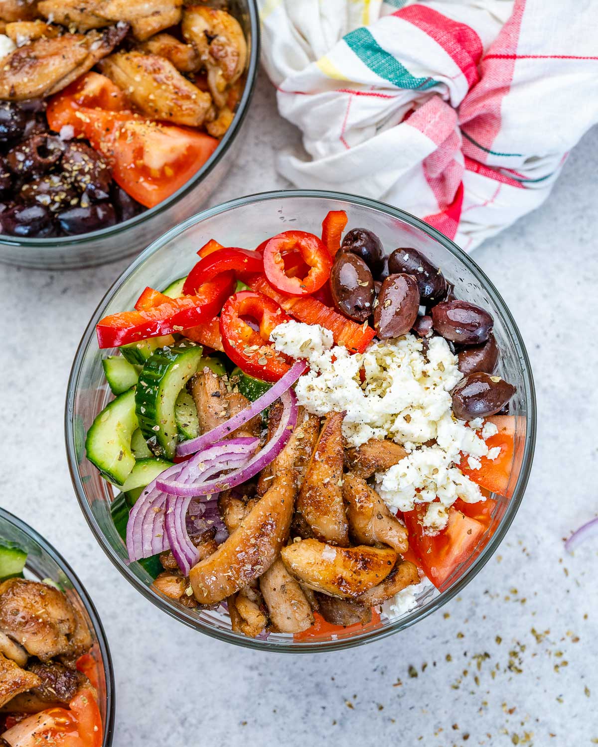 Lunch Meal Prep Greek Salad Bowl Recipe - Rainbow Delicious