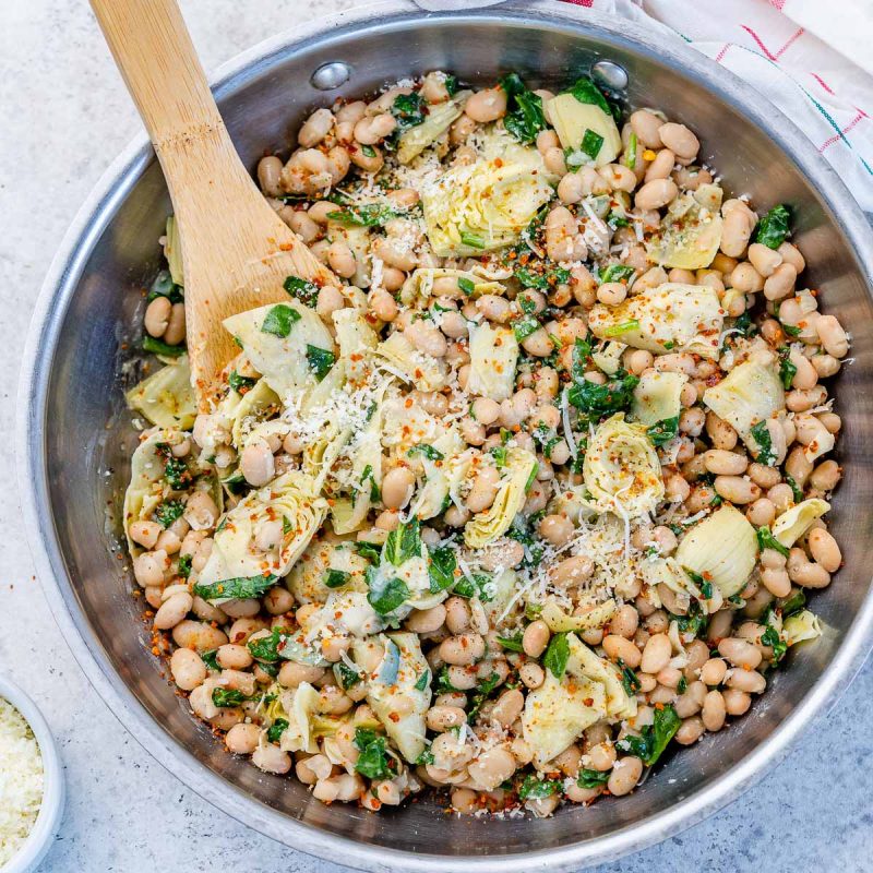 Spinach Artichoke Cannellini Beans | Clean Food Crush