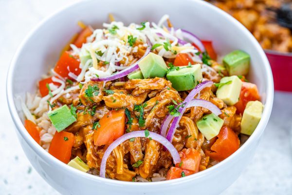 Chicken Enchilada Bowls with Cauliflower Rice | Clean Food Crush
