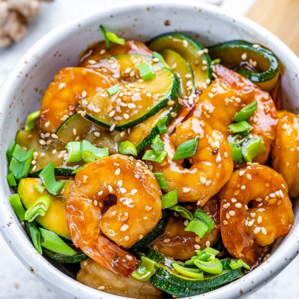 Sesame Shrimp and Zucchini Stir Fry | Clean Food Crush