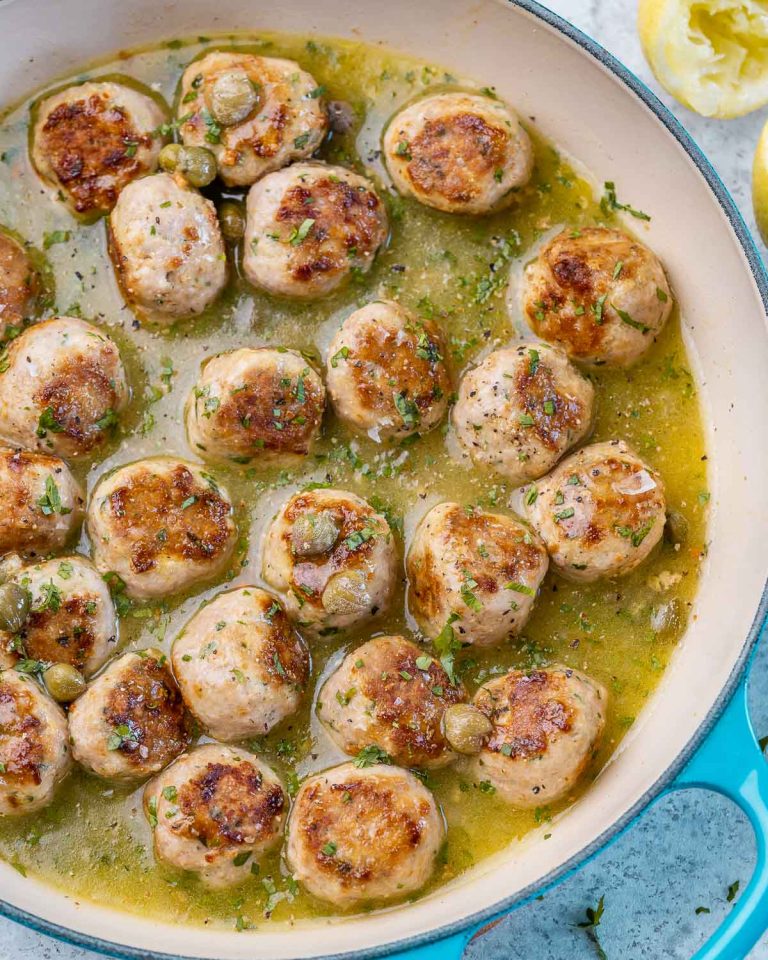 Chicken Piccata Meatballs | Clean Food Crush