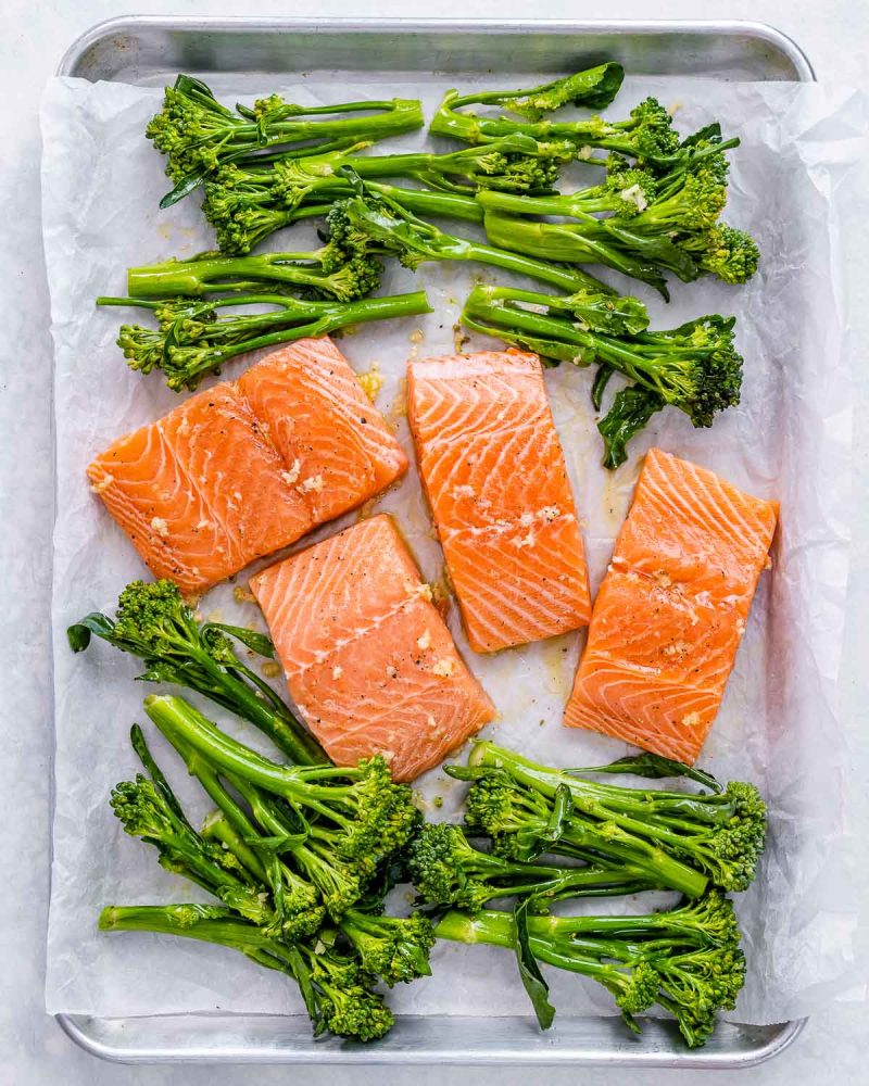 Sheet Pan Roasted Salmon + Broccolini | Clean Food Crush