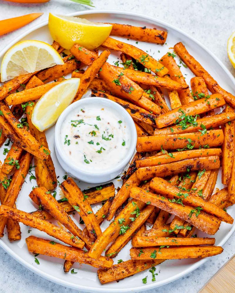 Savory Carrot Fries + Creamy Chipotle Dip | Clean Food Crush