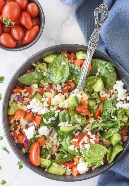 Mediterranean Inspired Brown Rice Salad | Clean Food Crush