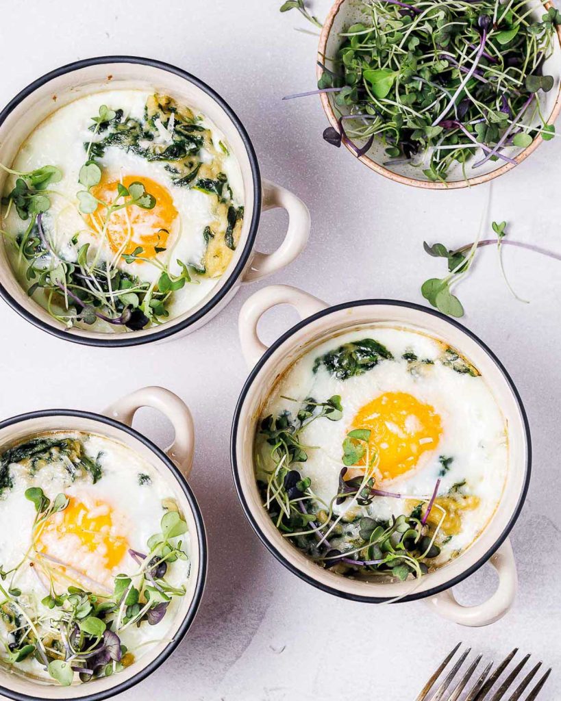 Parmesan Baked Eggs & Creamy Spinach Clean Food Crush