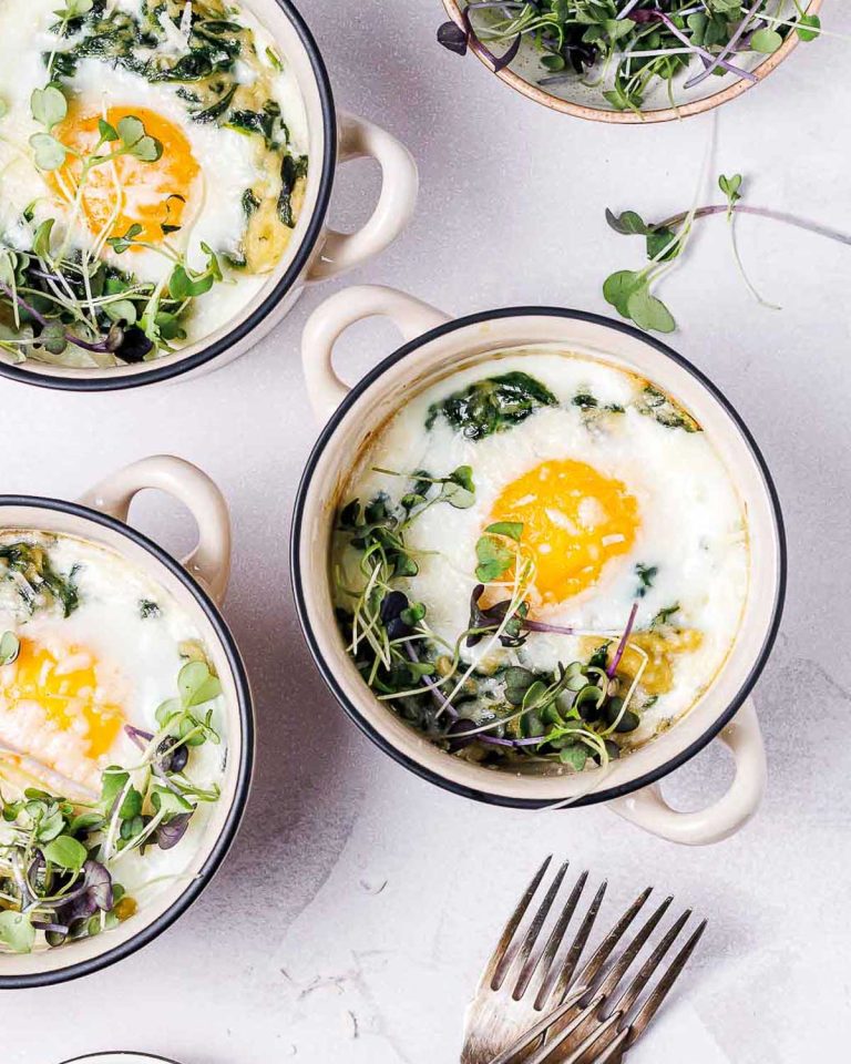 Parmesan Baked Eggs & Creamy Spinach Clean Food Crush