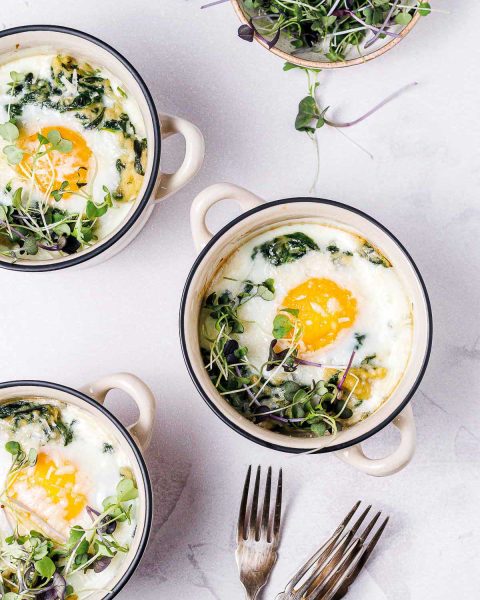 Parmesan Baked Eggs & Creamy Spinach | Clean Food Crush