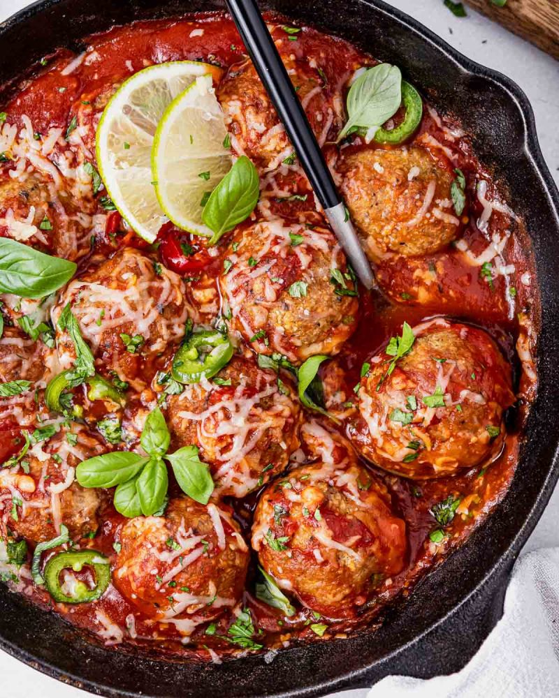 Cheesy Enchilada-Style Meatballs | Clean Food Crush